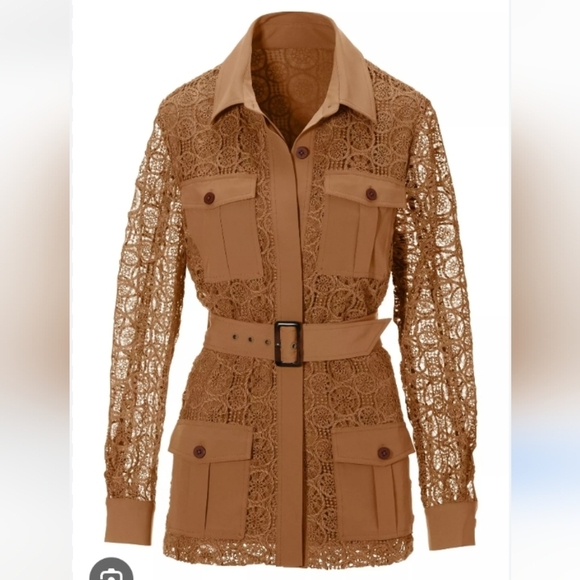 Boston Proper Jackets & Blazers - Boston Proper Lace Belted Utility Jacket